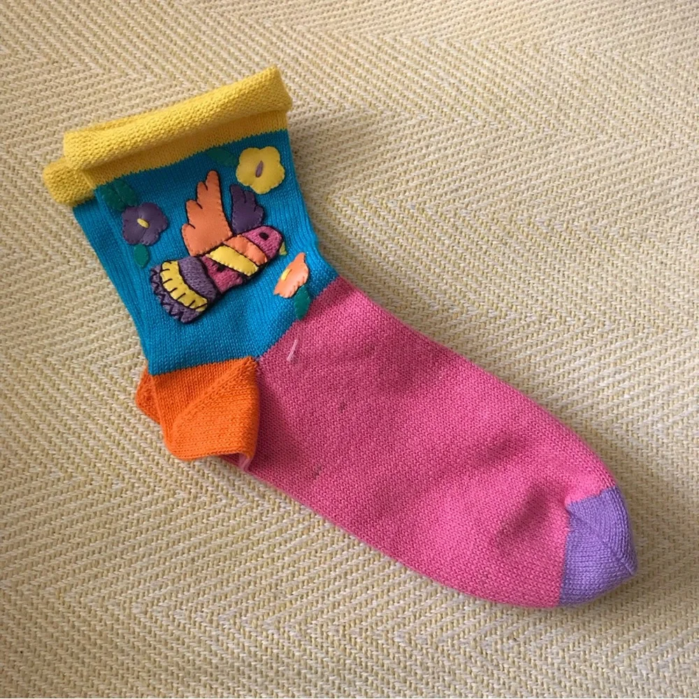 Vintage Colorful Appliqué Kids Socks